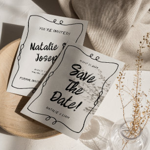 Moderne Hand geschreven Retro Unieke Lijst Bruilof Save The Date