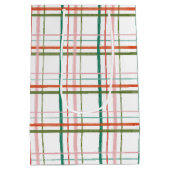Moderne Hand getekend Roze, Rood, Groen Plaid Medium Cadeauzakje (Achterkant)