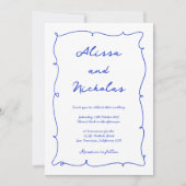 Moderne Hand getrokken Blauwe Cursieve Monogram Br Kaart (Voorkant)