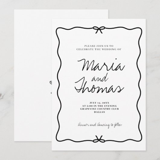 Moderne Hand Getrokken bruiloft Uitnodiging (Voorkant / Achterkant)