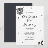 Moderne Hand Getrokken Discobal 30e Verjaardag Kaart (Voorkant / Achterkant)