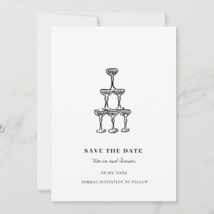 Moderne Hand Getrokken Huwelijk Save the Date