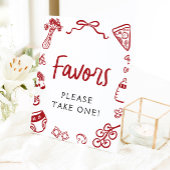 Moderne Hand getrokken Italiaanse Pizza Favorieten Reclamebord Met Voetstuk