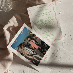 Moderne Hand getrokken Kleurrijke Foto Trendy Brui Kaart