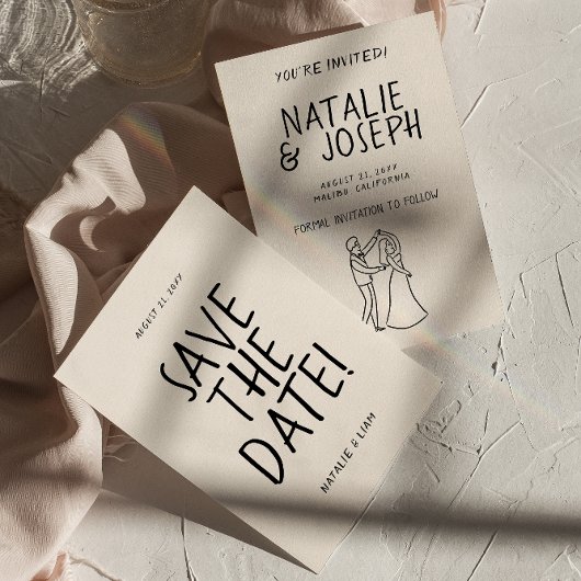 Moderne Hand getrokken romantische retro unieke br Save The Date