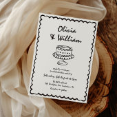 Moderne hand getrokken unieke retro bruiloft kaart