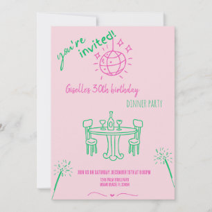 Moderne Hand getrokken verjaardag Dinner Party uit Kaart