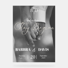 Moderne 'Hand in Hand' Huwelijksverhaal Begint  Acryl Bord