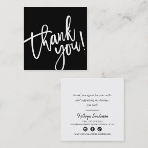 MODERNE HAND LETTERED dank u zwart wit schrijven Vierkante Visitekaartje