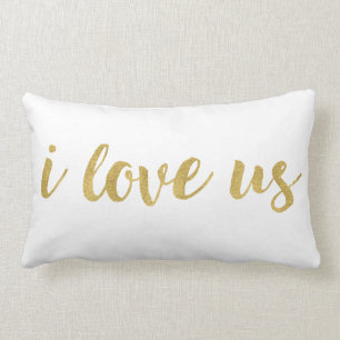 Moderne Hand Lettered Gold Ik hou van ons Decorati Kussen