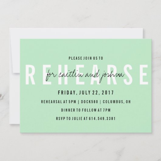 Moderne Hand Lettered repetitie Dinner Invitation Kaart (Voorkant)