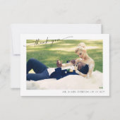 Moderne hand met briefing 2 Foto bruiloft Bedankt (Voorkant)