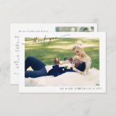 Moderne hand met briefing 2 Foto bruiloft Bedankt (Voorkant / Achterkant)