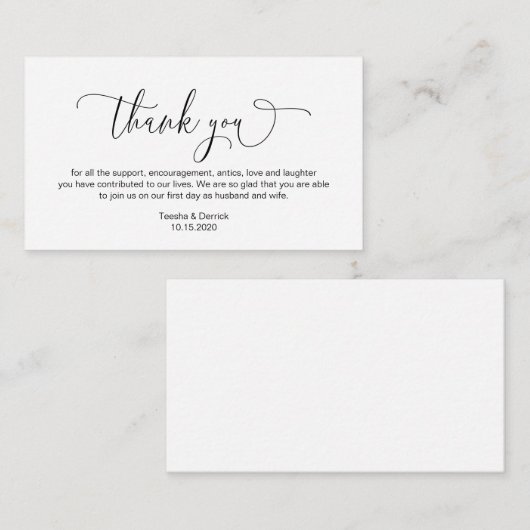 Moderne hand Zwart inktschrift, Wedding Dank u Informatiekaartje (Voorkant / Achterkant)