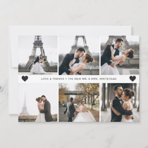 Moderne handbeletterde fotocollage bedankkaart