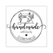 Moderne handgemaakt met liefde, naaimachine rubberstempel (Afrduk)