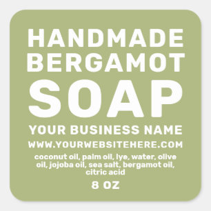Moderne handgemaakte Bergamot Soap Leaf Green Vierkante Sticker