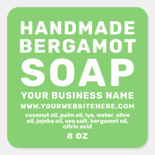 Moderne, handgemaakte Bergamot-zeep, helder groen Vierkante Sticker