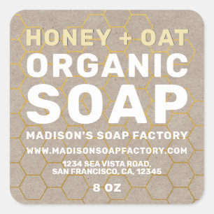 Moderne handgemaakte Honey Oat Zeep Vierkante Stic Sticker