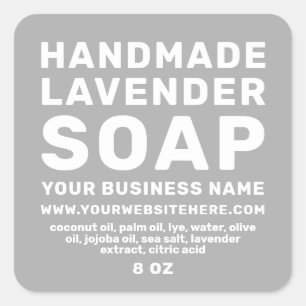 Moderne Handgemaakte Lavendel Zeep Beton Grijs Vierkante Sticker
