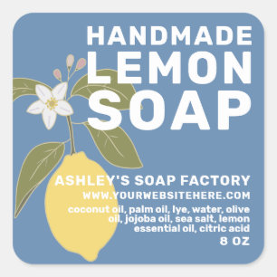 Moderne, handgemaakte Lemon Soap Botanisch Groen Vierkante Sticker