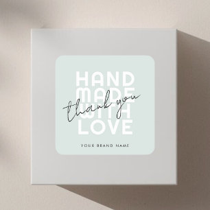 Moderne handgemaakte met liefde dank je wel vierkante sticker