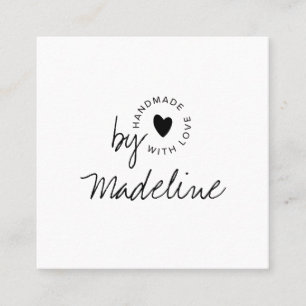Moderne Handgemaakte Met Liefde Script Hart Vierkante Visitekaartje