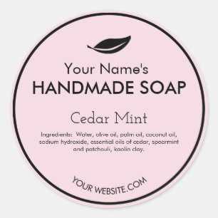 Moderne handgemaakte zeepetiketten rond ronde sticker