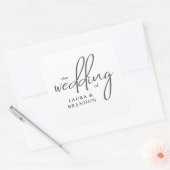 Moderne handgeschreven aangepaste bruiloft voor sc vierkante sticker (Envelop)