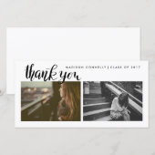 Moderne handgeschreven bedankkaart afgestudeerde f (Voorkant / Achterkant)