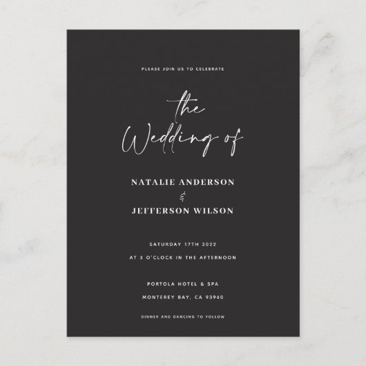 Moderne handgeschreven briefkaart voor bruiloft (Voorkant)