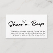 Moderne handgeschreven bruids douche recept verzoe informatiekaartje (Voorkant)