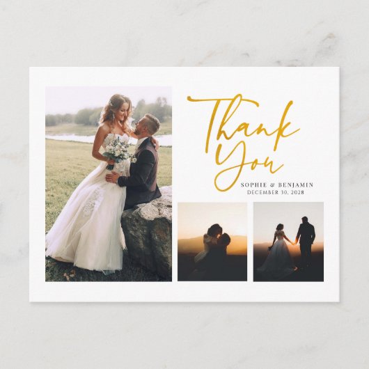 Moderne handgeschreven bruiloft bedankt briefkaart (Voorkant)