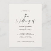 Moderne, handgeschreven budgetbruiloft briefkaart (Voorkant)