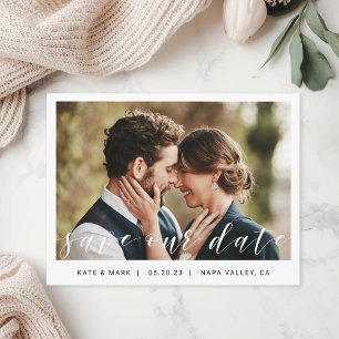 Moderne handgeschreven foto save the date briefkaart