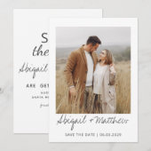 Moderne, handgeschreven foto slaat de uitnodiging  (Voorkant / Achterkant)