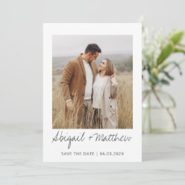 Moderne, handgeschreven foto slaat de uitnodiging 