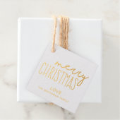 Moderne, handgeschreven Gold Merry-kerst Bedankjes Labels (Met doos)