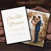Moderne handgeschreven gouden script foto bruiloft kaart