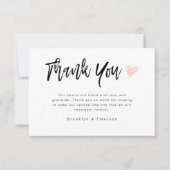 Moderne handgeschreven hart trouwdag bedankkaart (Voorkant)