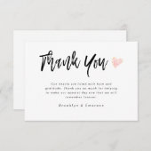 Moderne handgeschreven hart trouwdag bedankkaart (Voorkant / Achterkant)