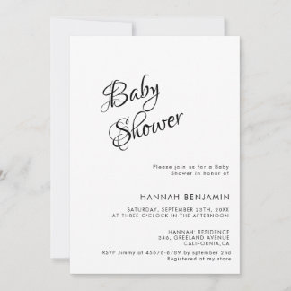 Moderne handgeschreven kalligrafie baby shower kaart