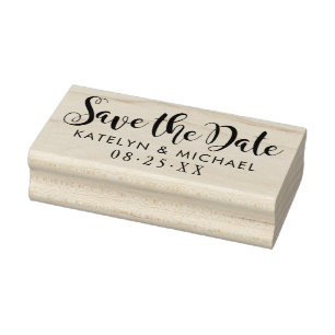 Moderne handgeschreven Save the Date-huwelijk Rubberstempel