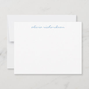 Moderne handgeschreven script chic Light Baby Blue Notitiekaartje