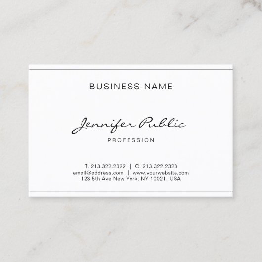 Moderne handgeschreven script elegant eenvoudig pl visitekaartje (Voorkant)