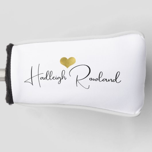 Moderne handgeschreven script naammonogram golfheadcover (Voorkant)