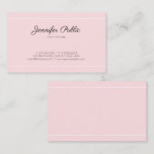 Moderne handgeschreven Script Plain Elegant Roze L Visitekaartje (Voorkant / Achterkant)