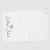 Moderne handgeschreven scriptnaammonogram golfhanddoek (Horizontaal)