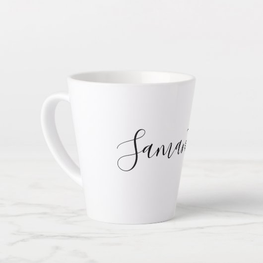 Moderne handgeschreven scripttypografie naam latte mok (Linkerhoek)