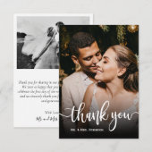 Moderne handgeschreven scriptuur trouwfoto bedankkaart (Voorkant / Achterkant)